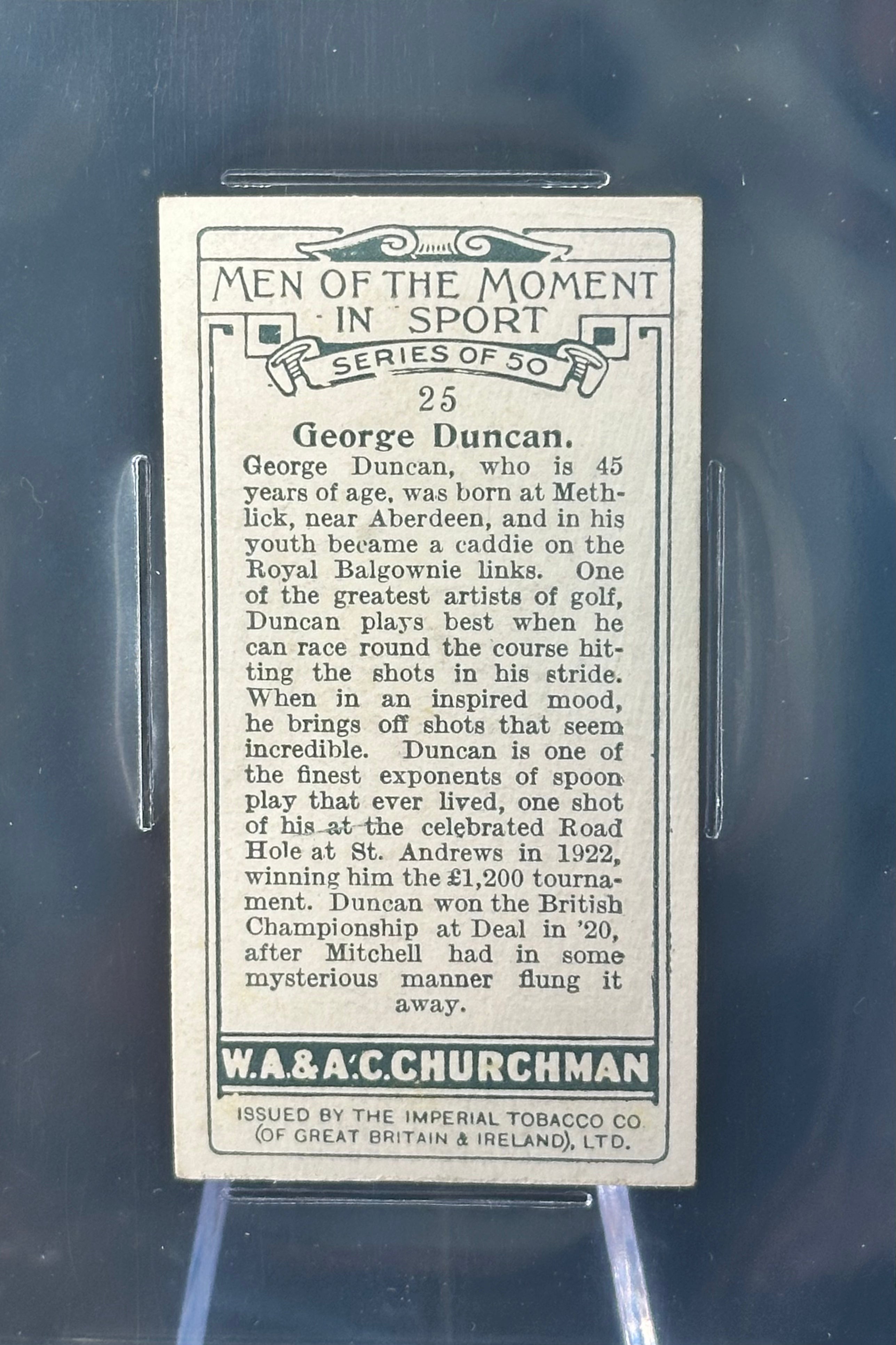 #25 George Duncan, 1928 Churchman´s "Men of the Moments in Sport"